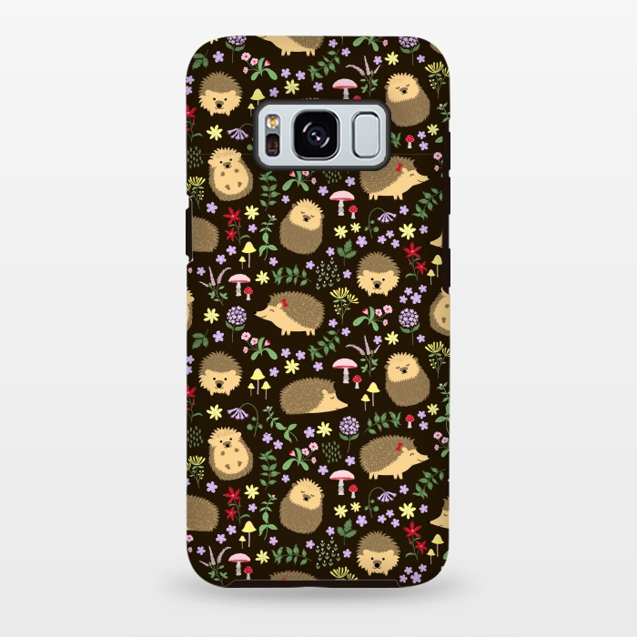 Galaxy S8 plus StrongFit Hedgehogs amid woodland plants and flowers by Portia Monberg