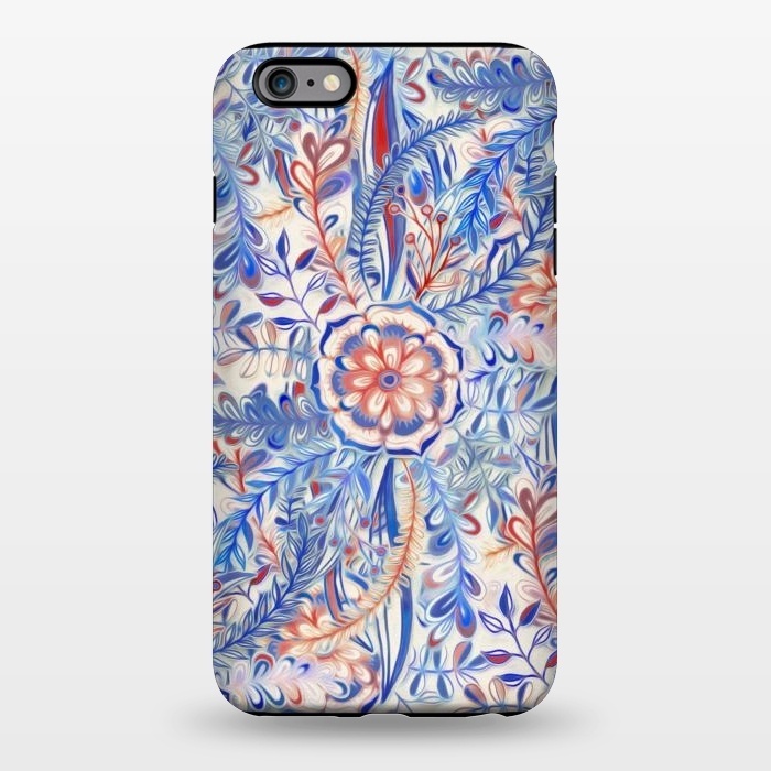 iPhone 6/6s plus StrongFit Boho Flower Burst in Red and Blue by Micklyn Le Feuvre