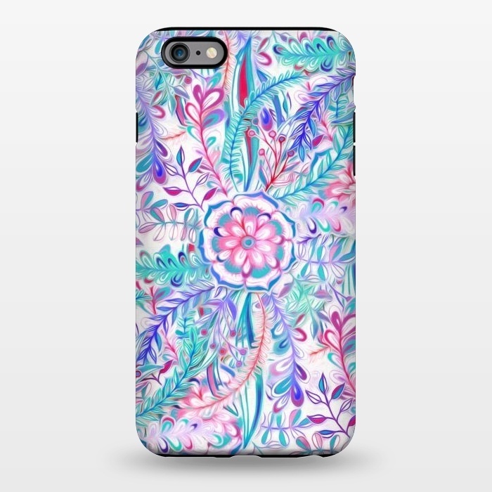 iPhone 6/6s plus StrongFit Boho Flower Burst in Pink and Blue by Micklyn Le Feuvre