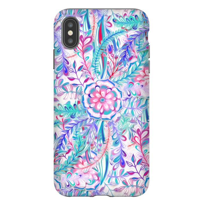 iPhone Xs Max StrongFit Boho Flower Burst in Pink and Blue by Micklyn Le Feuvre