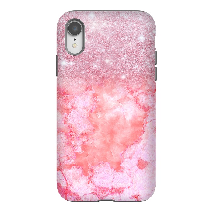 iPhone Xr StrongFit Glitter on Pink Blush Agate  by  Utart