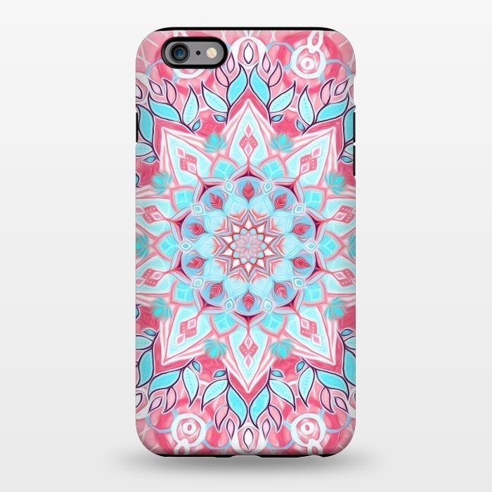 iPhone 6/6s plus StrongFit Bright Boho Aqua and Pink Mandala by Micklyn Le Feuvre