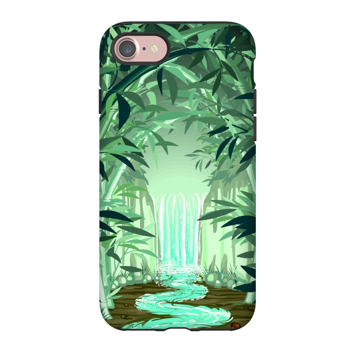 iPhone 7 StrongFit Fluorescent Waterfall on Surreal Bamboo Forest  by BluedarkArt