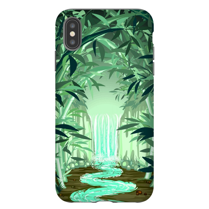 iPhone Xs Max StrongFit Fluorescent Waterfall on Surreal Bamboo Forest  by BluedarkArt