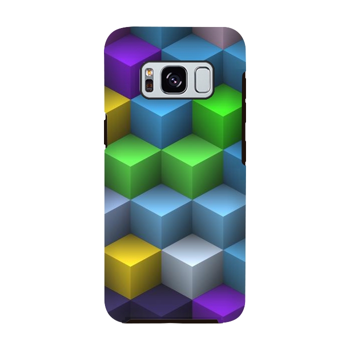 Galaxy S8 StrongFit 3D Colorful Squares Pattern by Art Design Works