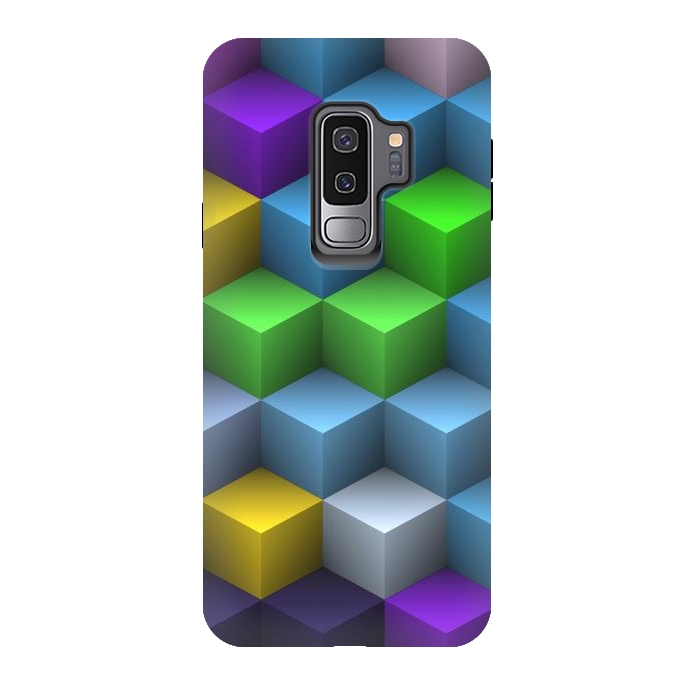 Galaxy S9 plus StrongFit 3D Colorful Squares Pattern by Art Design Works