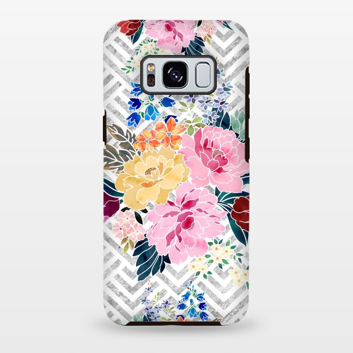 Galaxy S8 plus StrongFit Pretty winter floral and diamond geometric design by InovArts