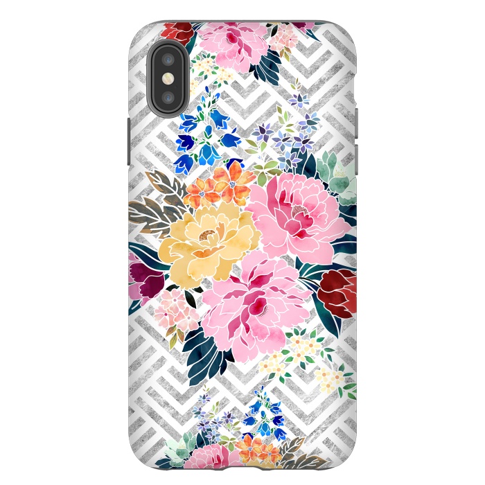 iPhone Xs Max StrongFit Pretty winter floral and diamond geometric design by InovArts