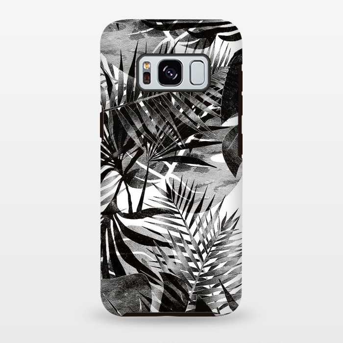 Galaxy S8 plus StrongFit Black transparent tropical leaves - ficus and palm by Oana 