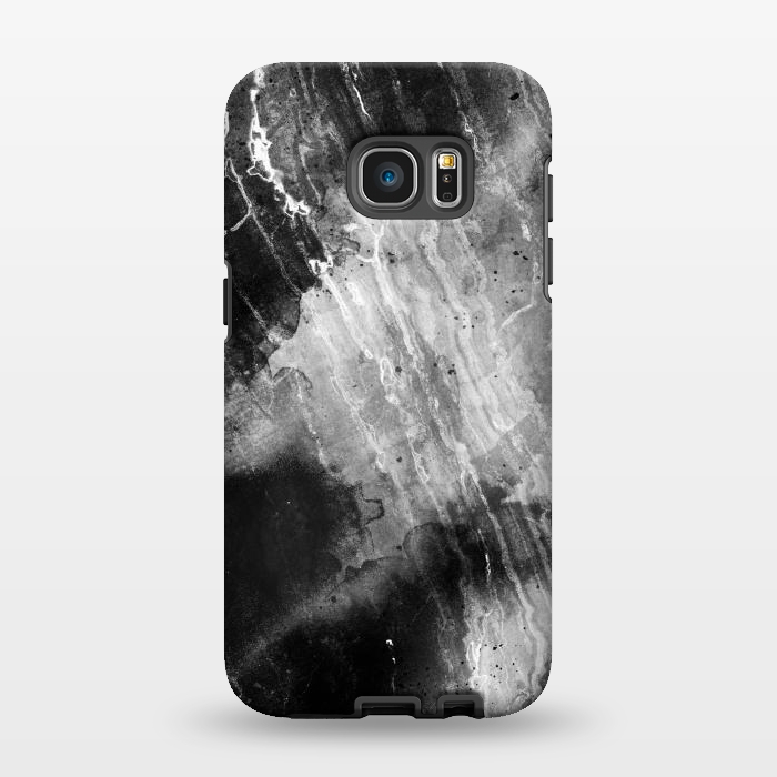 Galaxy S7 EDGE StrongFit Black gray faded marble painting by Oana 