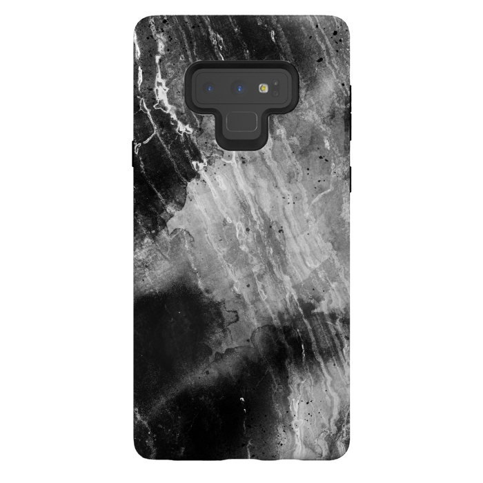 Galaxy Note 9 StrongFit Black gray faded marble painting by Oana 