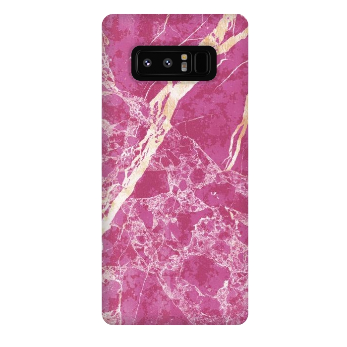 Galaxy Note 8 StrongFit Vibrant Fuchsia pink marble with golden cracks by Oana 