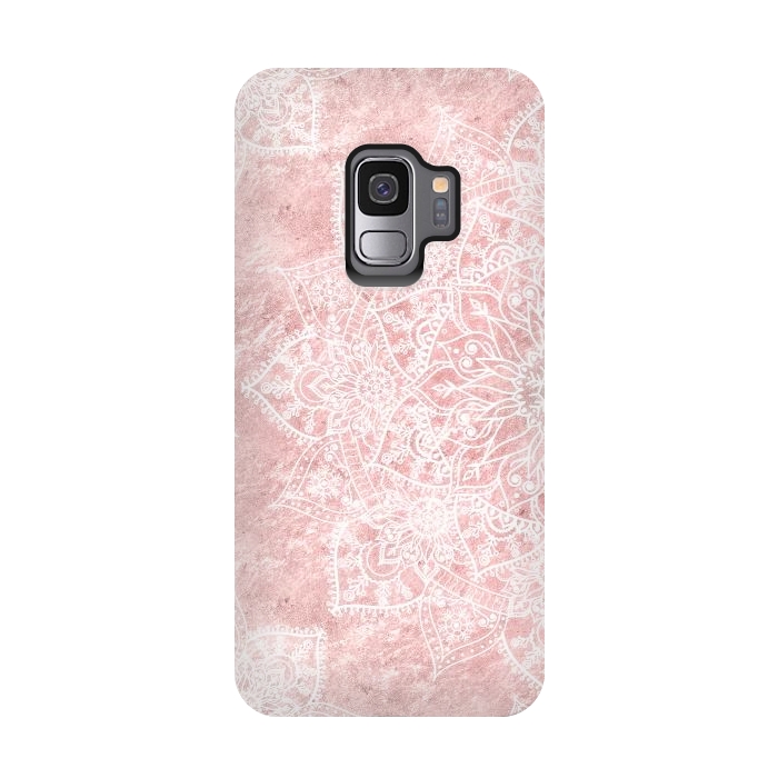 Galaxy S9 StrongFit Elegant poinsettia and snowflakes doodles mandala art by InovArts
