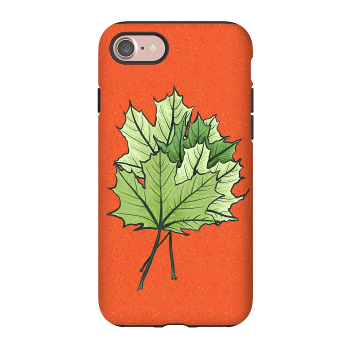 iPhone 7 StrongFit Maple Leaves Digital Art In Green And Orange by Boriana Giormova