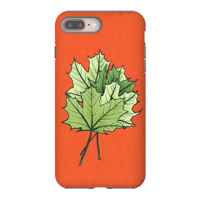 iPhone 7 plus StrongFit Maple Leaves Digital Art In Green And Orange by Boriana Giormova