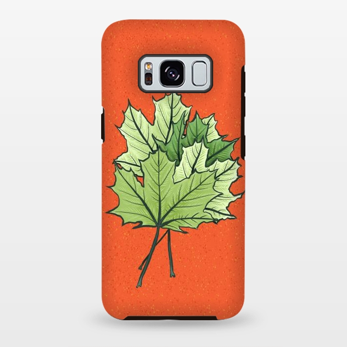 Galaxy S8 plus StrongFit Maple Leaves Digital Art In Green And Orange by Boriana Giormova