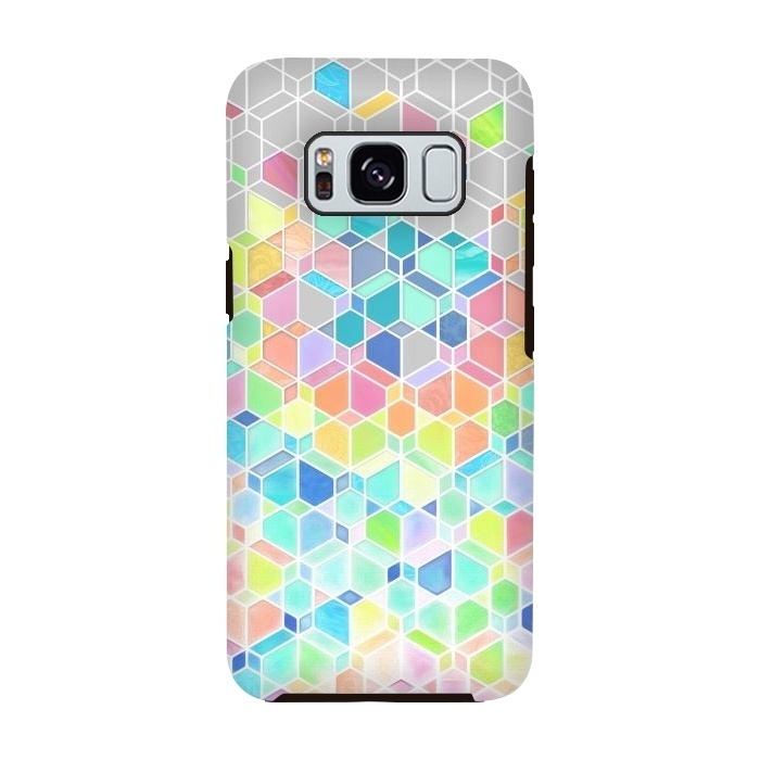 Galaxy S8 StrongFit Rainbow Cubes and Diamonds by Micklyn Le Feuvre