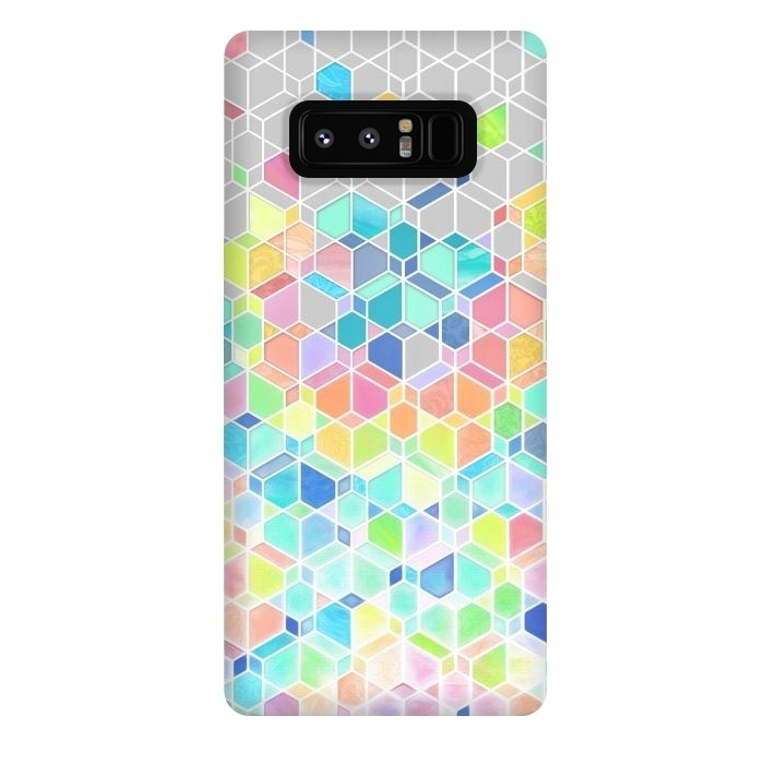 Galaxy Note 8 StrongFit Rainbow Cubes and Diamonds by Micklyn Le Feuvre
