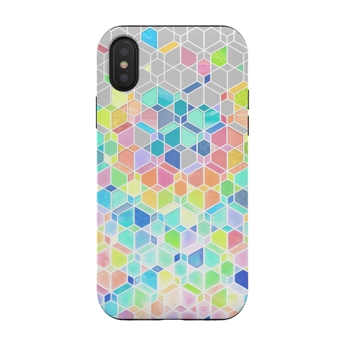 iPhone Xs / X StrongFit Rainbow Cubes and Diamonds by Micklyn Le Feuvre