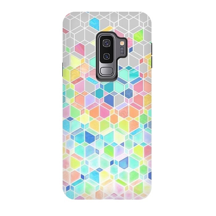 Galaxy S9 plus StrongFit Rainbow Cubes and Diamonds by Micklyn Le Feuvre