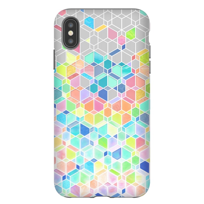 iPhone Xs Max StrongFit Rainbow Cubes and Diamonds by Micklyn Le Feuvre