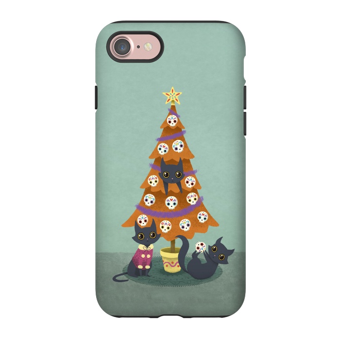 iPhone 7 StrongFit Meowy christmas sugarskulls by Laura Nagel