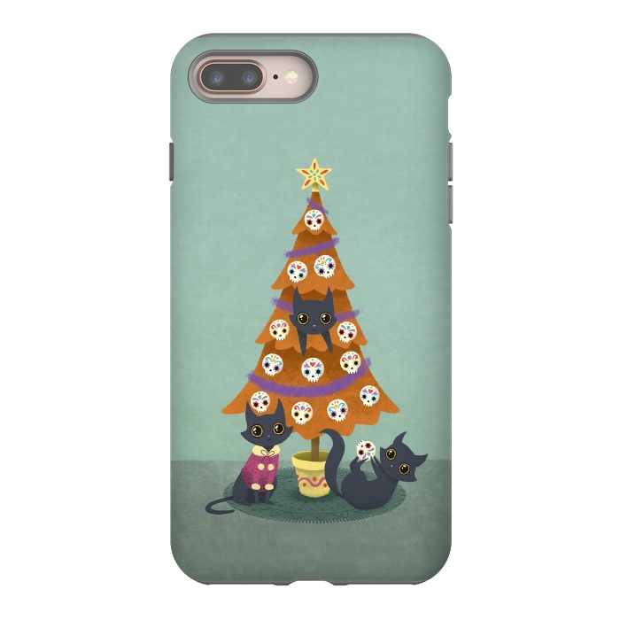 iPhone 7 plus StrongFit Meowy christmas sugarskulls by Laura Nagel