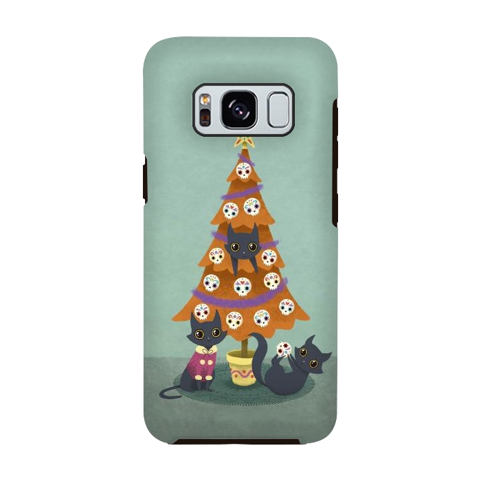Galaxy S8 StrongFit Meowy christmas sugarskulls by Laura Nagel