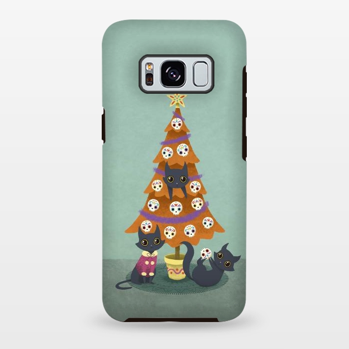 Galaxy S8 plus StrongFit Meowy christmas sugarskulls by Laura Nagel