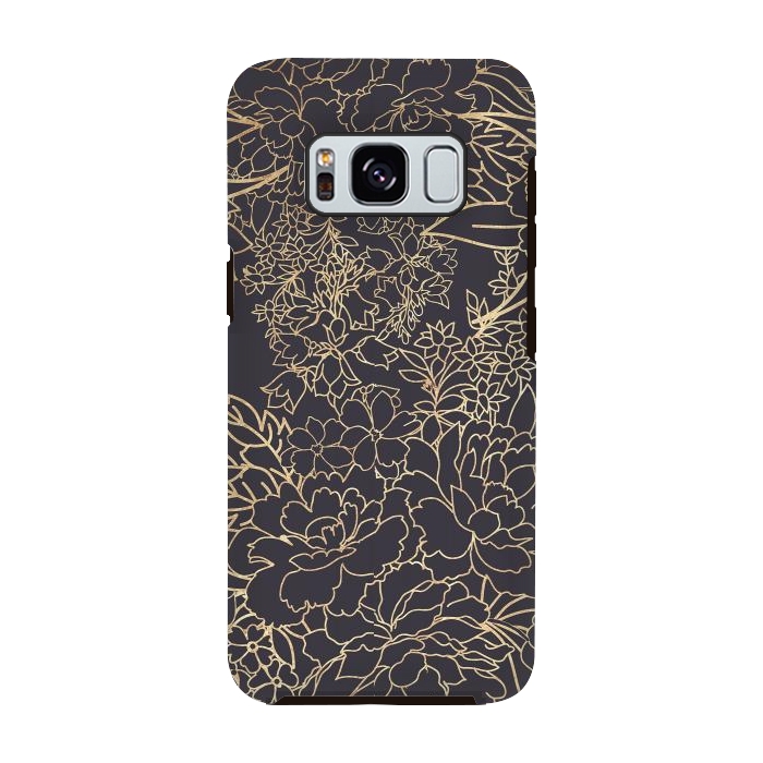 Galaxy S8 StrongFit Luxury winter floral golden strokes doodles design by InovArts