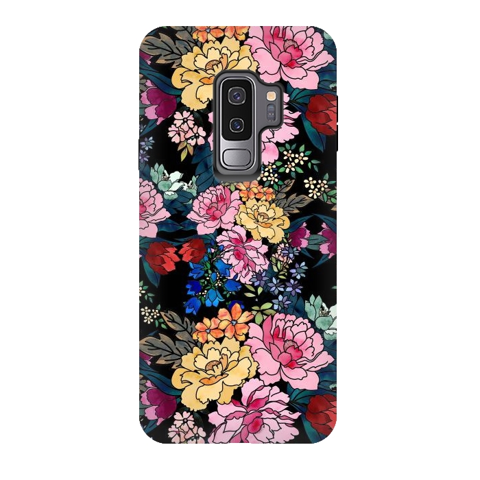 Galaxy S9 plus StrongFit stylish winter flowers bouquets illustration  by InovArts