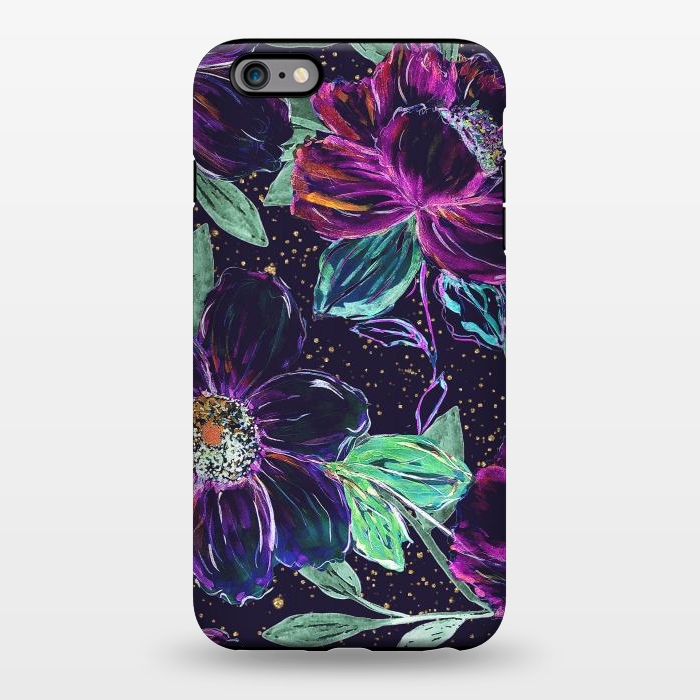 iPhone 6/6s plus StrongFit Whimsical hand paint floral and golden confetti design by InovArts