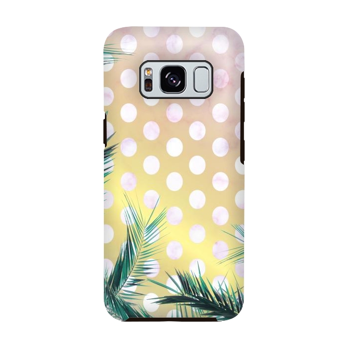 Galaxy S8 StrongFit tropical palm leaves on golden dotted background by Oana 