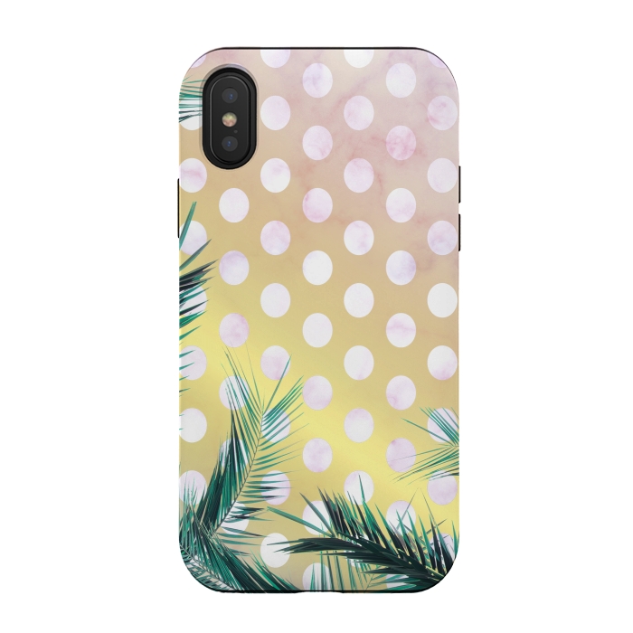 iPhone Xs / X StrongFit tropical palm leaves on golden dotted background by Oana 
