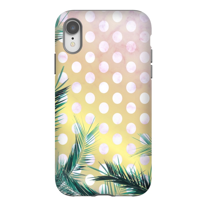 iPhone Xr StrongFit tropical palm leaves on golden dotted background by Oana 