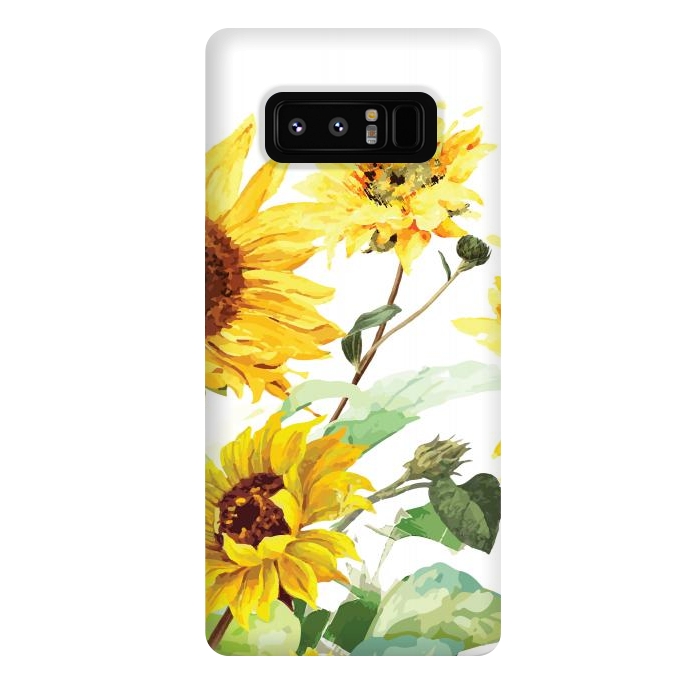 Galaxy Note 8 StrongFit Watercolor Sunflower by Bledi