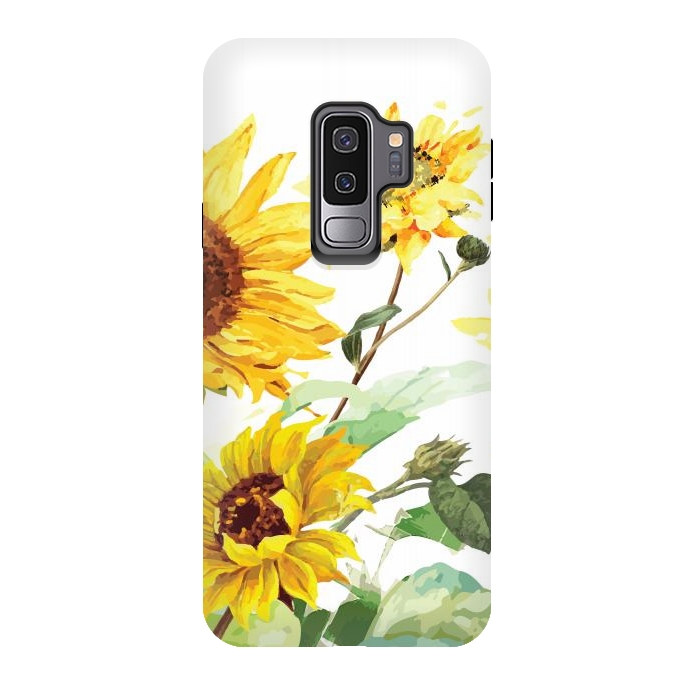 Galaxy S9 plus StrongFit Watercolor Sunflower by Bledi