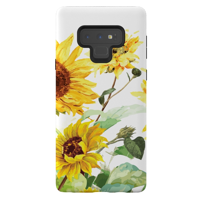 Galaxy Note 9 StrongFit Watercolor Sunflower by Bledi