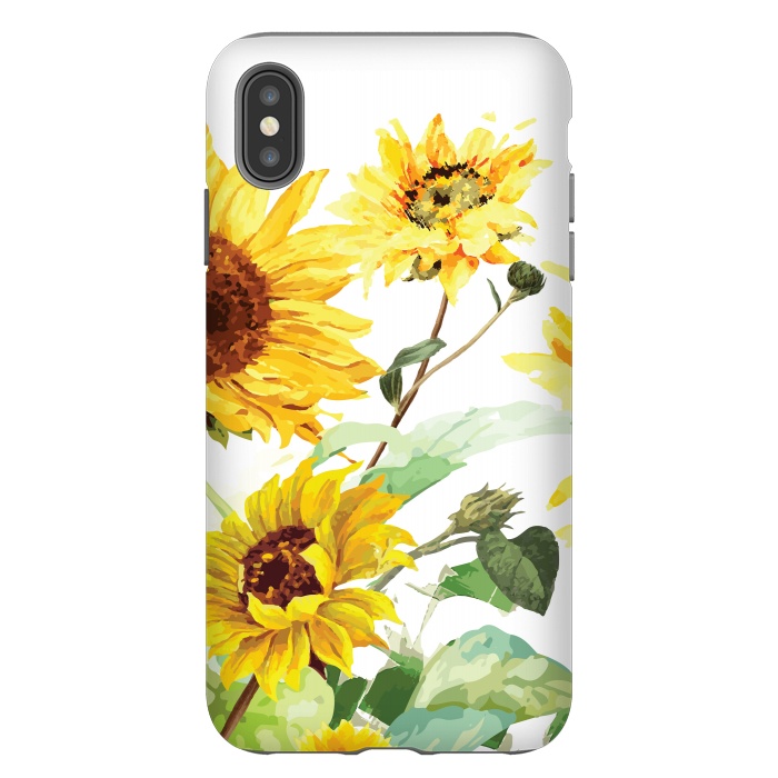 iPhone Xs Max StrongFit Watercolor Sunflower by Bledi