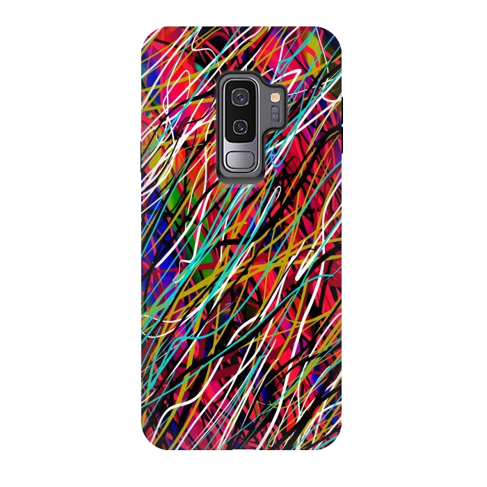 Galaxy S9 plus StrongFit abstract lines art multicolour pop art  by Josie