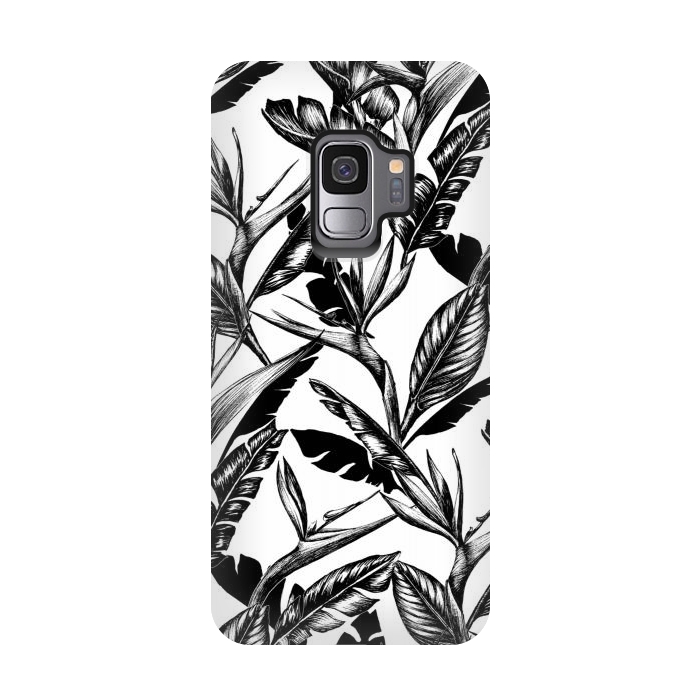 Galaxy S9 StrongFit Black and White Strelitzia by gingerlique