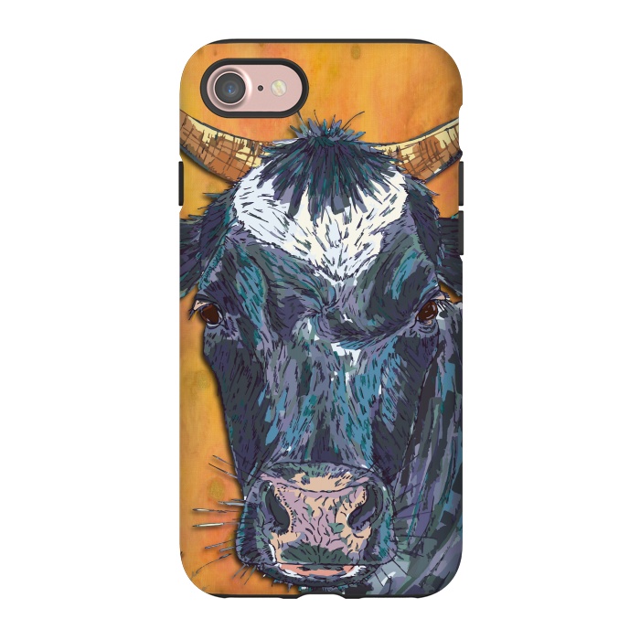 iPhone 7 StrongFit Cow in Yellow by Lotti Brown