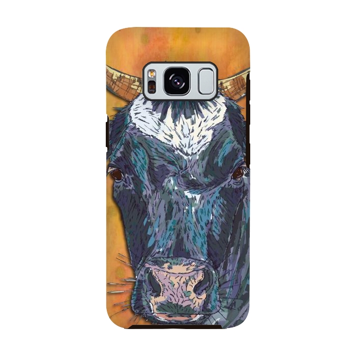 Galaxy S8 StrongFit Cow in Yellow by Lotti Brown