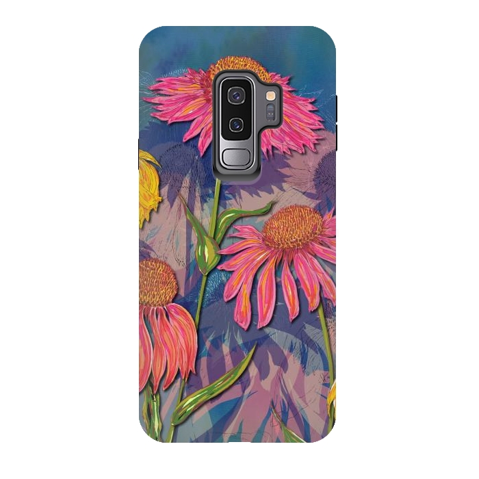 Galaxy S9 plus StrongFit Pink Coneflowers by Lotti Brown