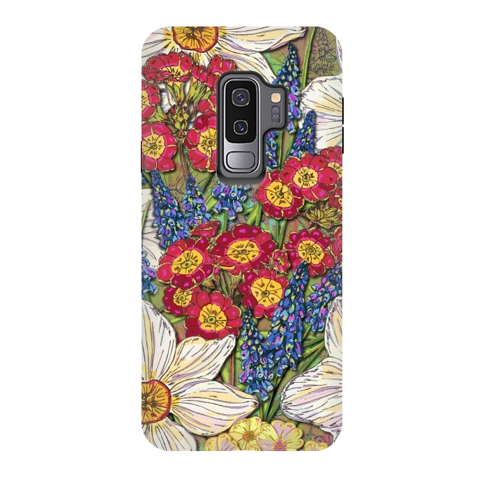 Galaxy S9 plus StrongFit Spring Flowers by Lotti Brown