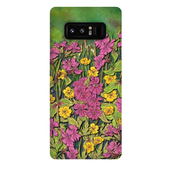 Galaxy Note 8 StrongFit Pink and Yellow Wildflowers by Lotti Brown