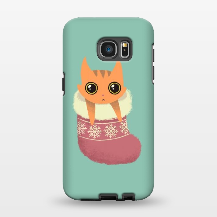 Galaxy S7 EDGE StrongFit Kitty xmas stocking by Laura Nagel