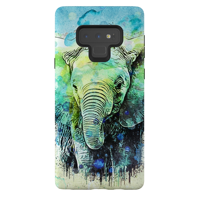 Galaxy Note 9 StrongFit watercolor elephant by Ancello