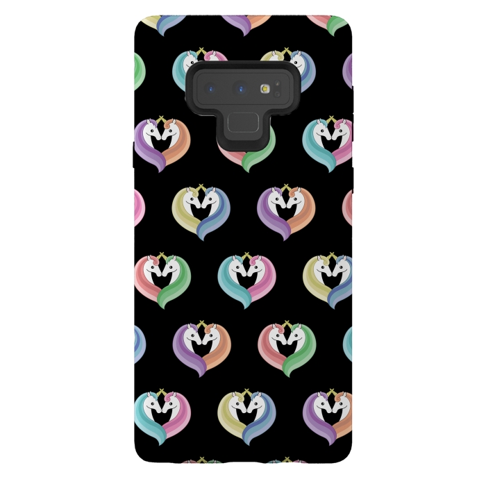 Galaxy Note 9 StrongFit unicorn heart pattern by Laura Nagel