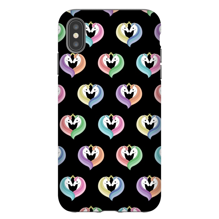 iPhone Xs Max StrongFit unicorn heart pattern by Laura Nagel